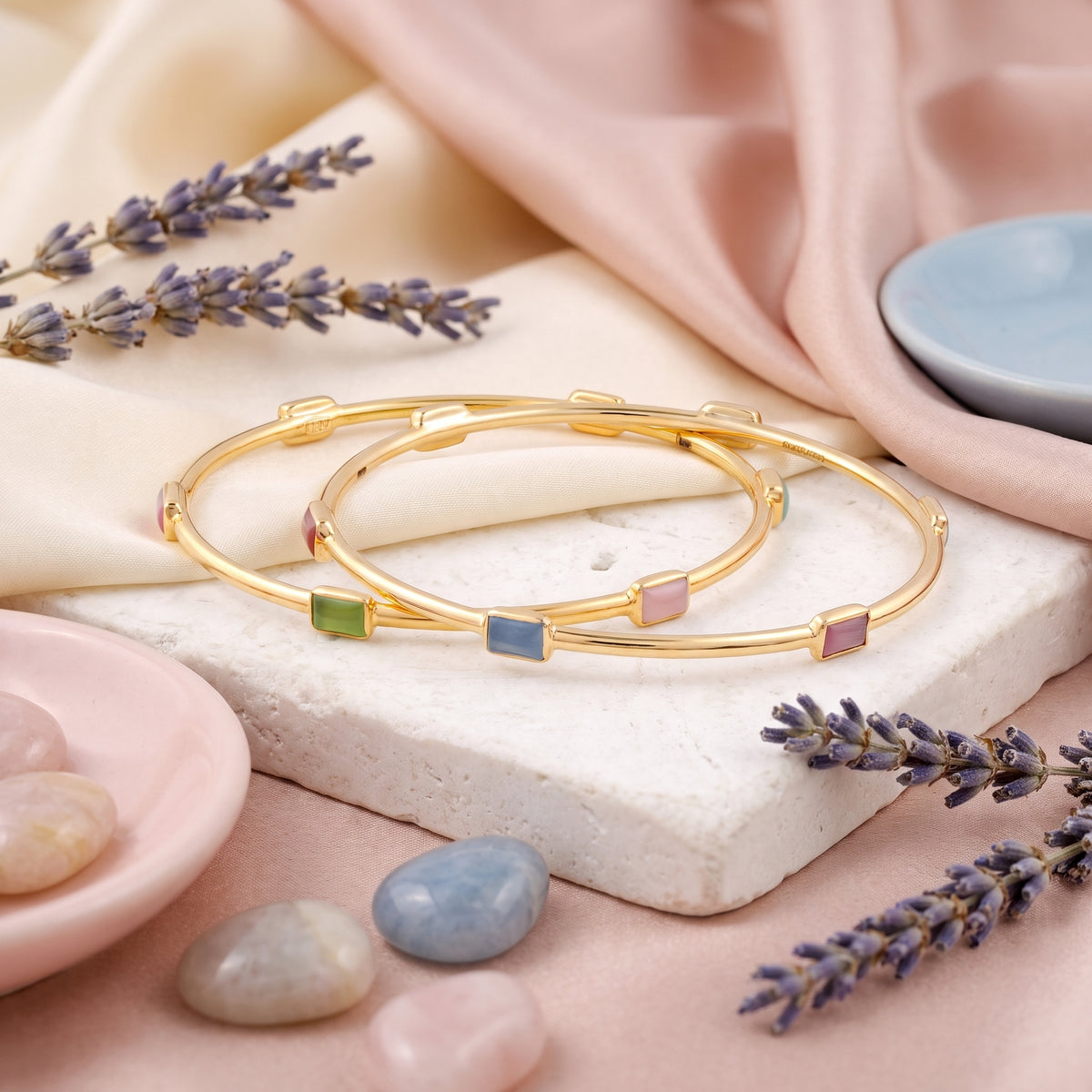 18KT Multicolour Gemstone Bangle Set