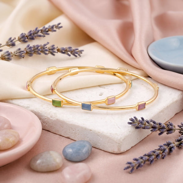 18KT Multicolour Gemstone Bangle Set