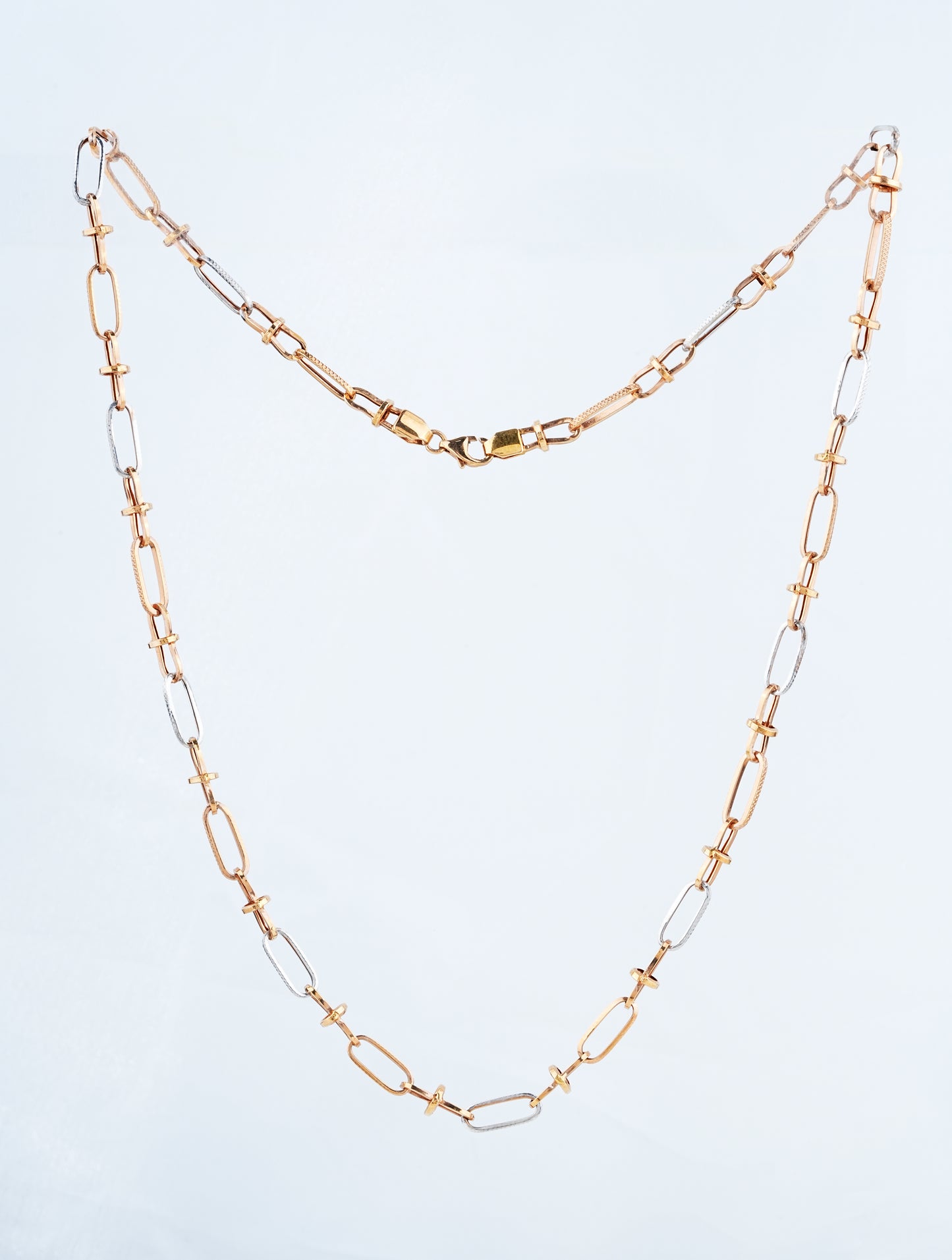 18kt Two-Tone Gold Connector Rings Link Chain for Men