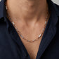 18kt Two-Tone Gold Diamond-Cut Bar Chain for Men