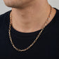 18kt Two-Tone Gold Diamond-Cut Bar Everyday Chain for Men