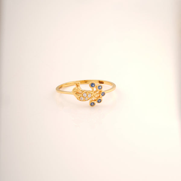 Peacock Design Sapphire 18KT Ring