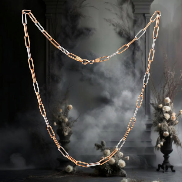 18kt Two-Tone Gold Paperclip Chain for Men