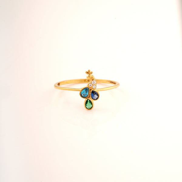 Peacock Design Gemstone 18KT Ring