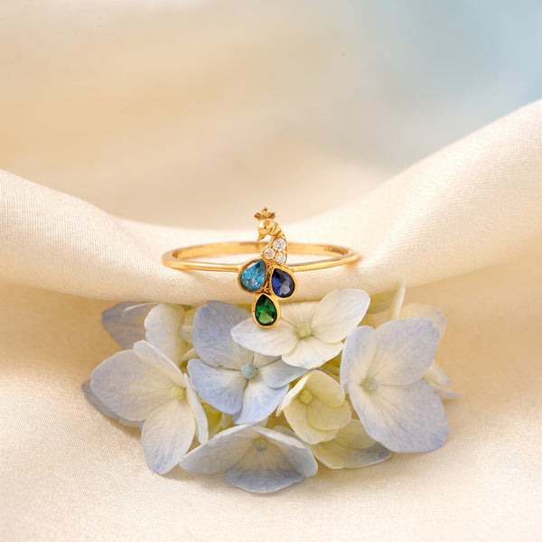 Peacock Design Gemstone 18KT Ring