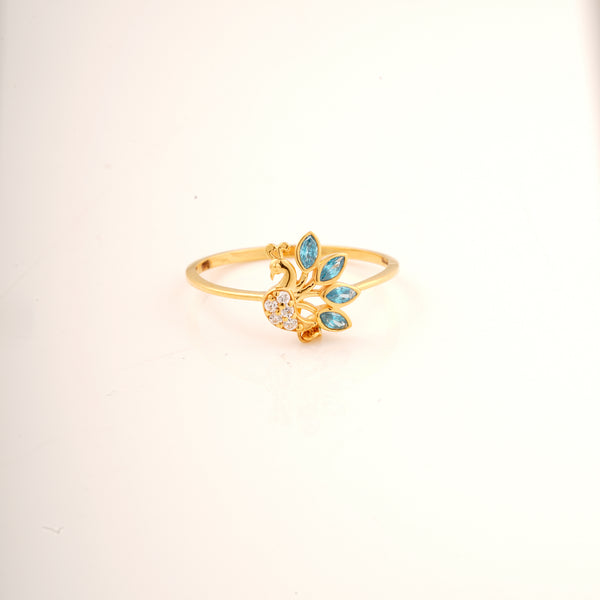 Peacock Feather Gemstone 18KT Ring