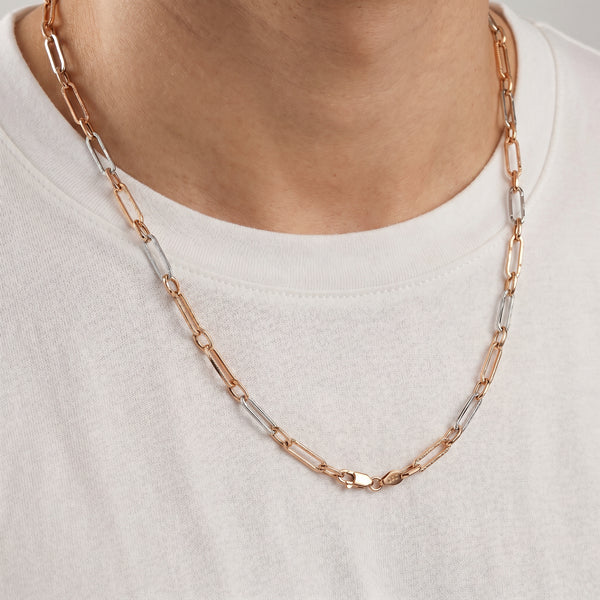 18kt Dual-Tone Paperclip Chain for Men