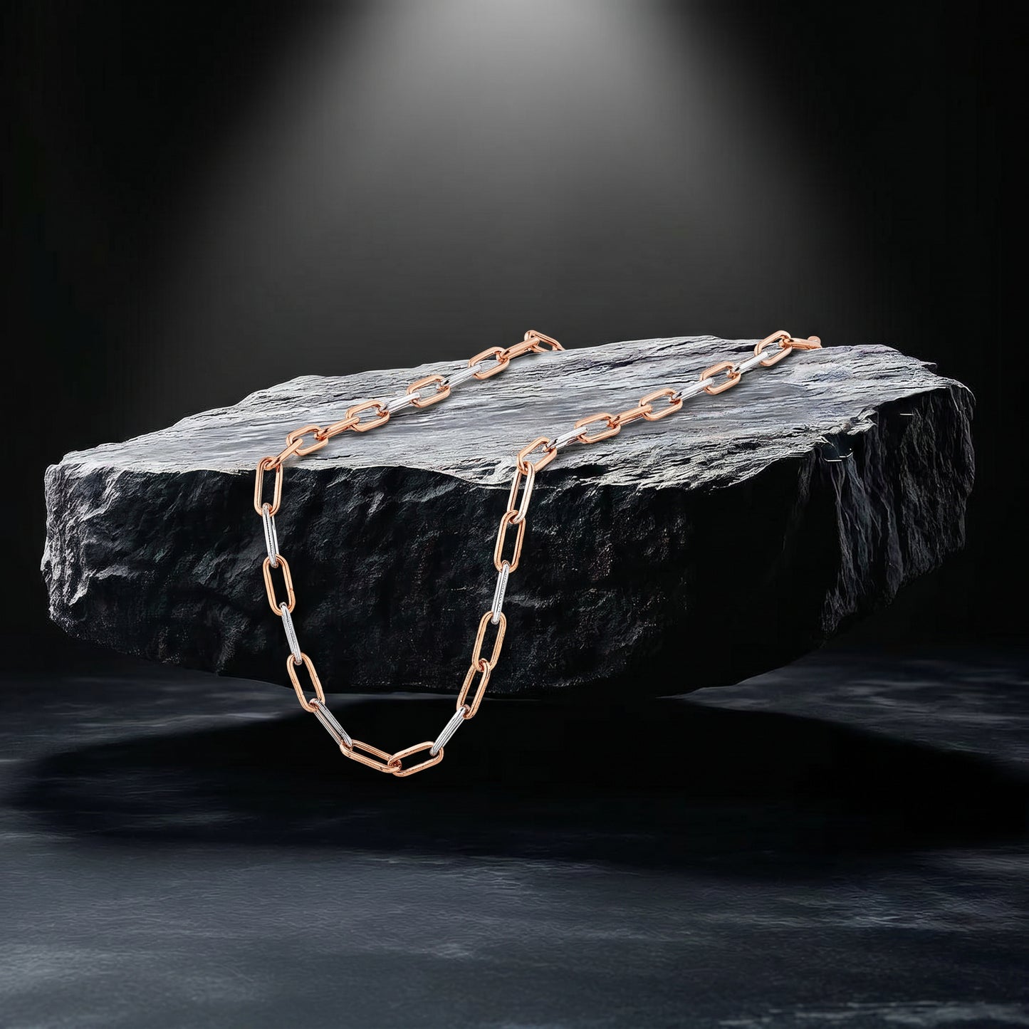 18kt Dual-Tone Paperclip Chain for Men
