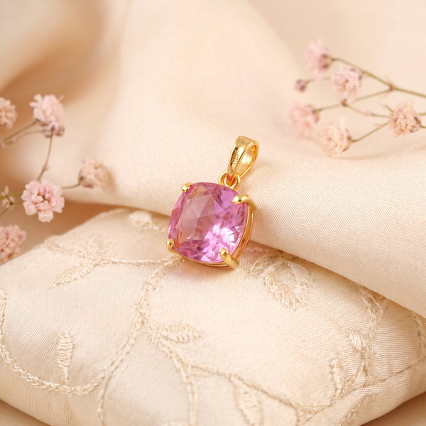 Solitaire Pink Gemstone 18KT Pendant