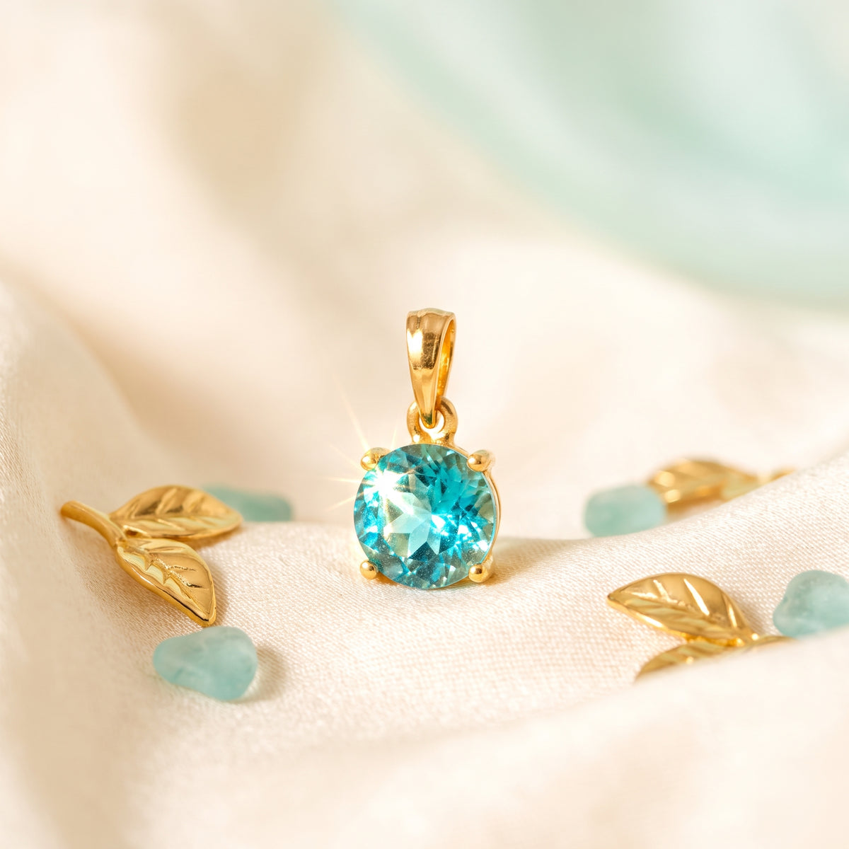 Solitaire Blue Gemstone 18KT Pendant