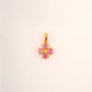 18KT gold clover pendant with pink gemstones