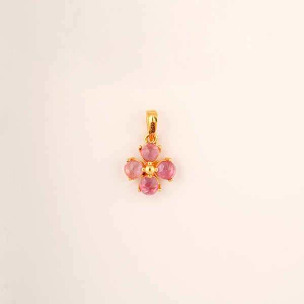 Clover Pink Gemstone 18KT Pendant
