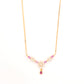 18KT gold necklace with diamond flowers and pink gemstone accents