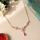 Floral Diamond Pink Gemstone 18KT Necklace
