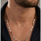 18kt Textured Flat Bar Link Two-Tone Gold Chain for Men