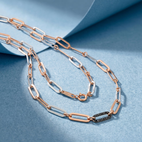 18kt Bold Oval Paperclip Dual-Tone Gold Chain for Men