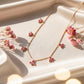 Pink Gemstone Leaf Charm 18KT Necklace