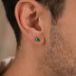 18Kt Gold Triangle Emerald Single Stud Earring for Men