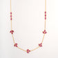 18KT Necklace with Pink Gemstone Leaf Charm