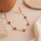 18KT Necklace with Pink Gemstone Leaf Charm