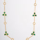 Green Gemstone Floral Petal Station 18KT Necklace