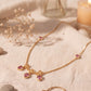 Clover Pink Gemstone Drop 18KT Necklace