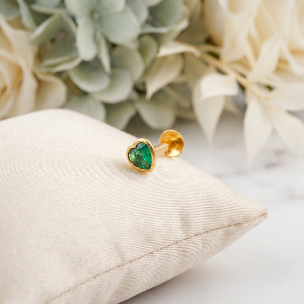 Heart Cut Gemstone 18KT Nose Pin