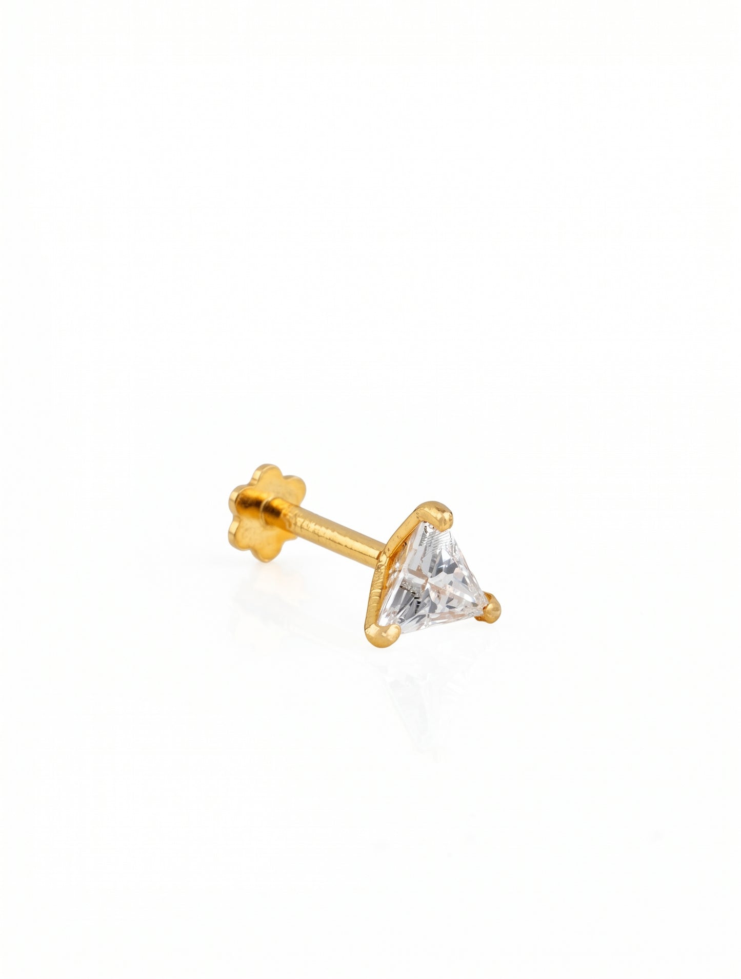 18Kt Gold Triangle Stone Single Stud Earring for Men