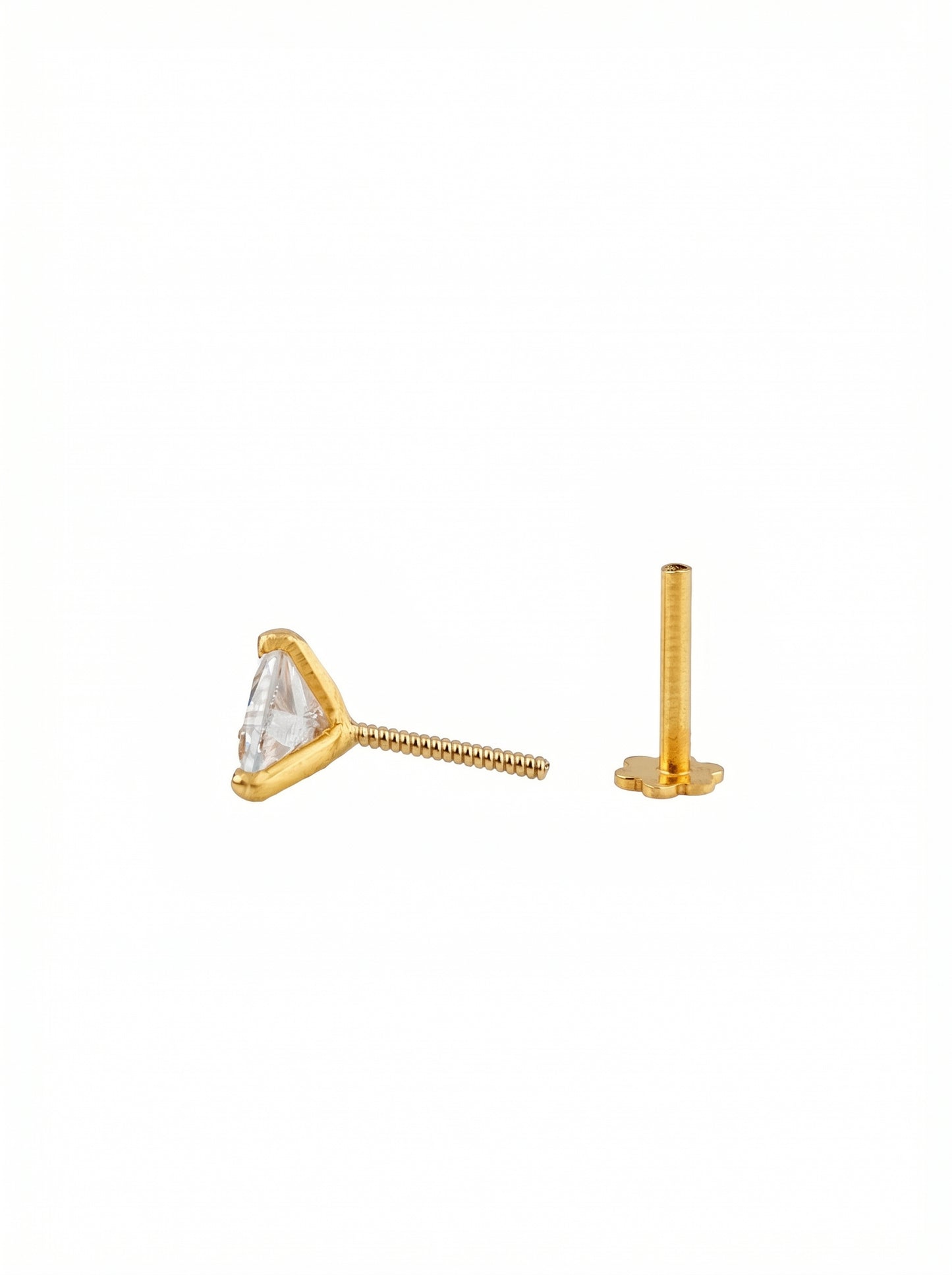 18Kt Gold Triangle Stone Single Stud Earring for Men