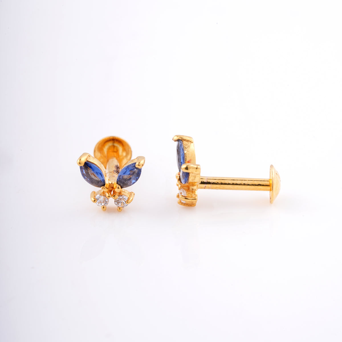 Blue Butterfly 18KT Stud Earrings