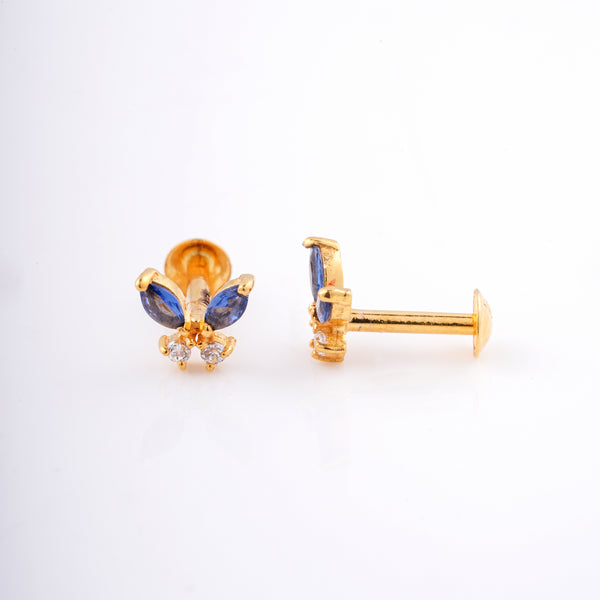 Blue Butterfly 18KT Stud Earrings