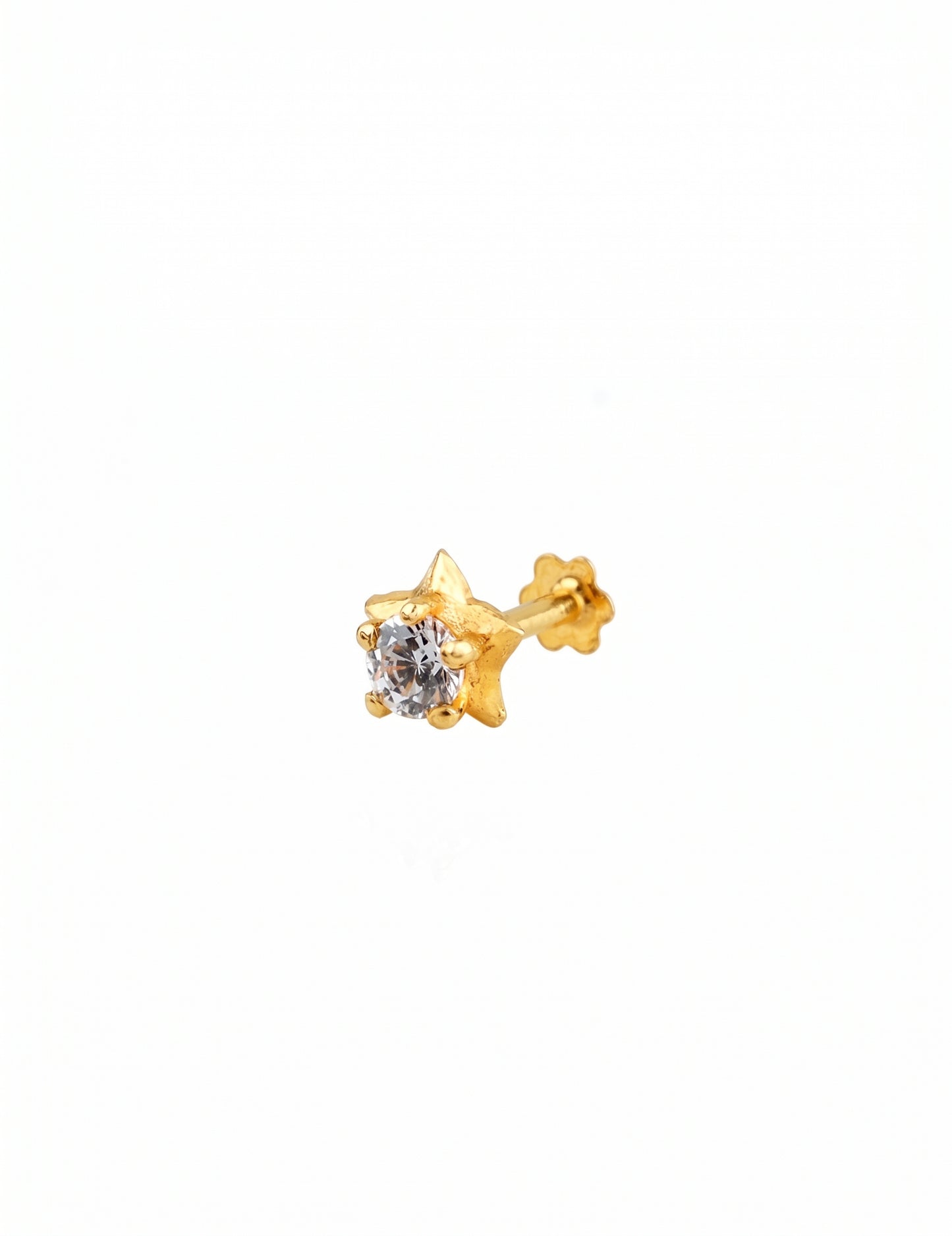 18Kt Gold Star Stone Single Stud Earring for Men