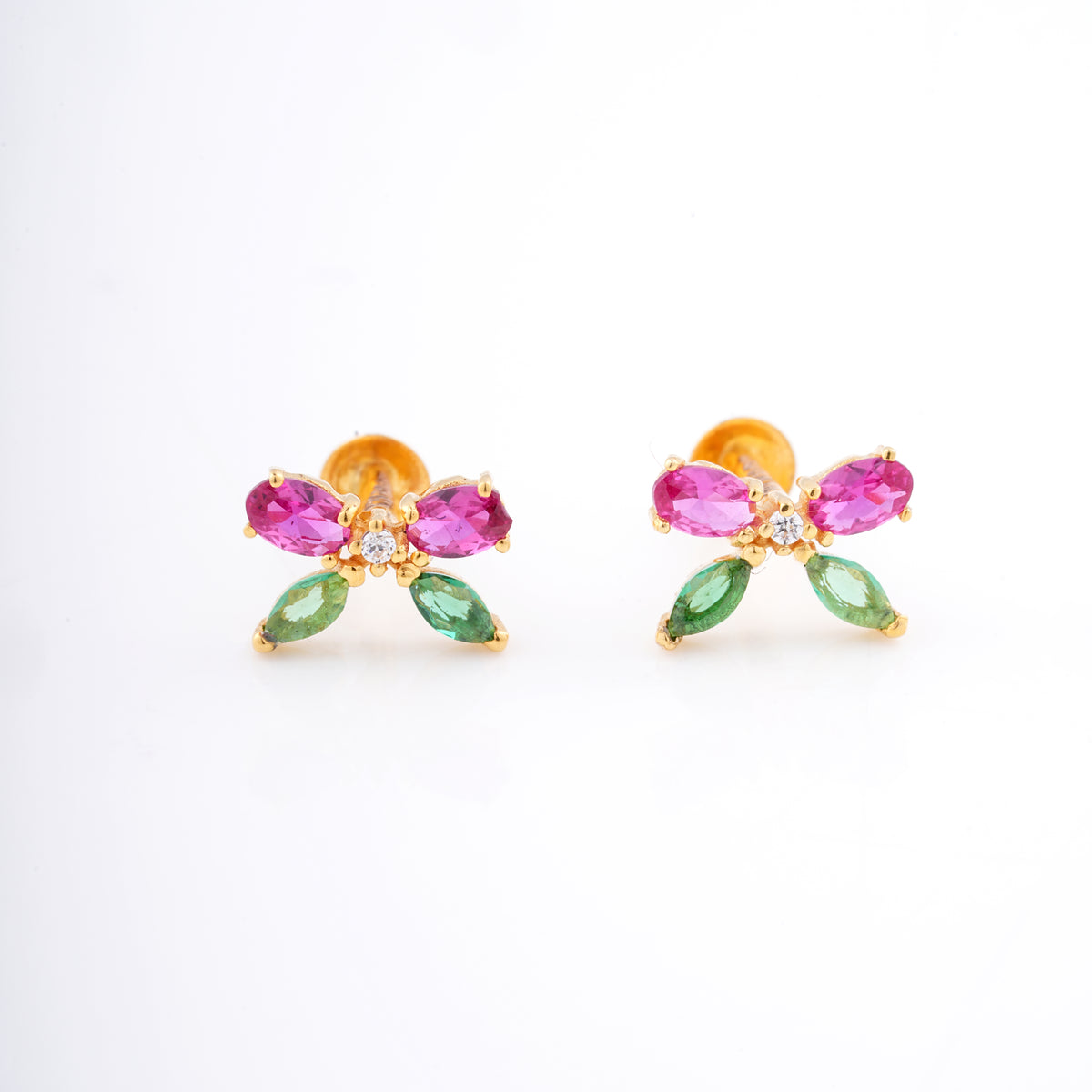 Multicolour Butterfly 18KT Stud Earrings