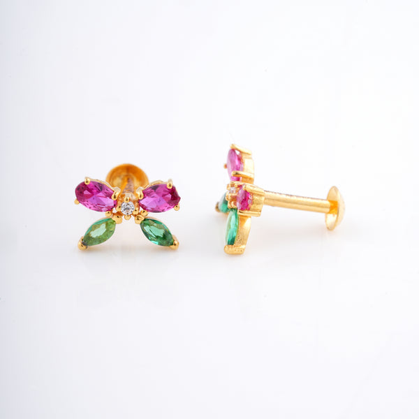 Multicolour Butterfly 18KT Stud Earrings