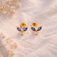 18KT Gold Stud Party Wear Earrings with Gemstones