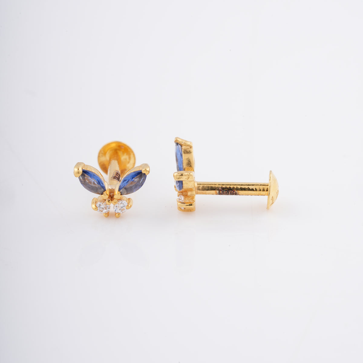 18KT Gold Stud Party Wear Earrings with Gemstones