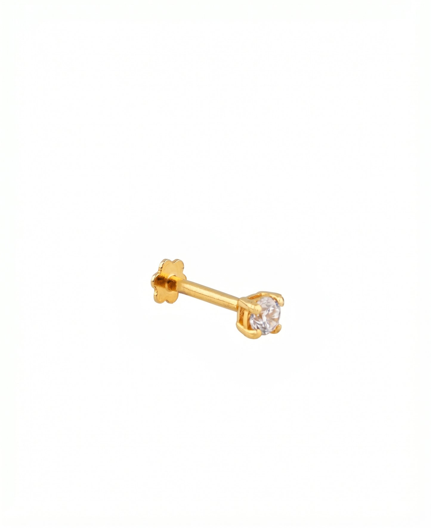 18Kt Gold White stone Single Stud Earring for Men