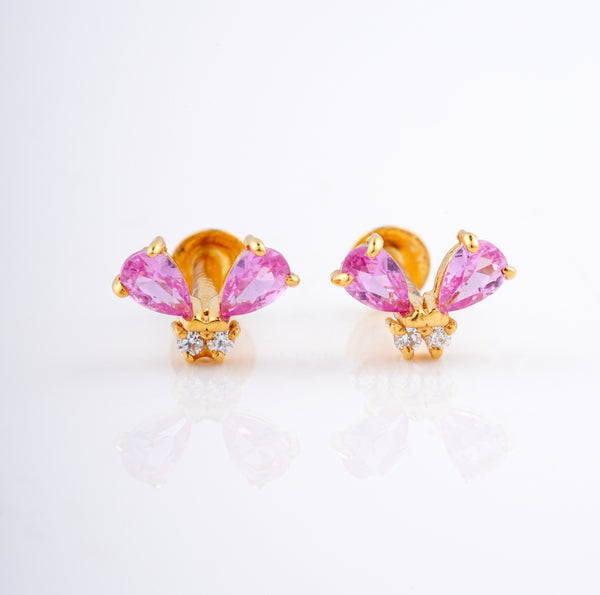 18KT Gemstone Gold Stud Earrings