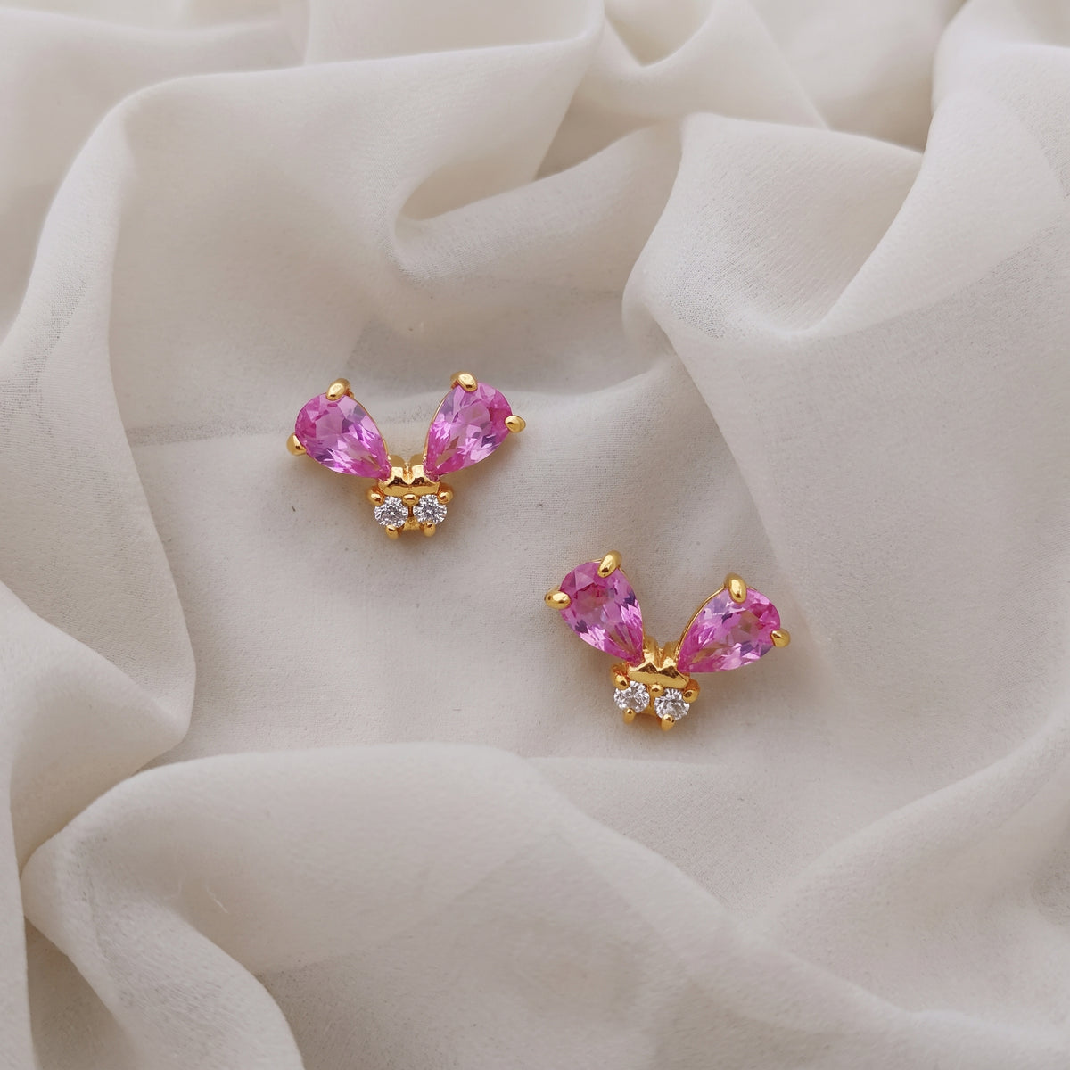 18KT Gemstone Gold Stud Earrings