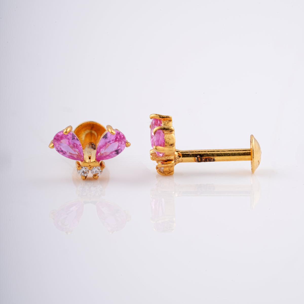18KT Gemstone Gold Stud Earrings