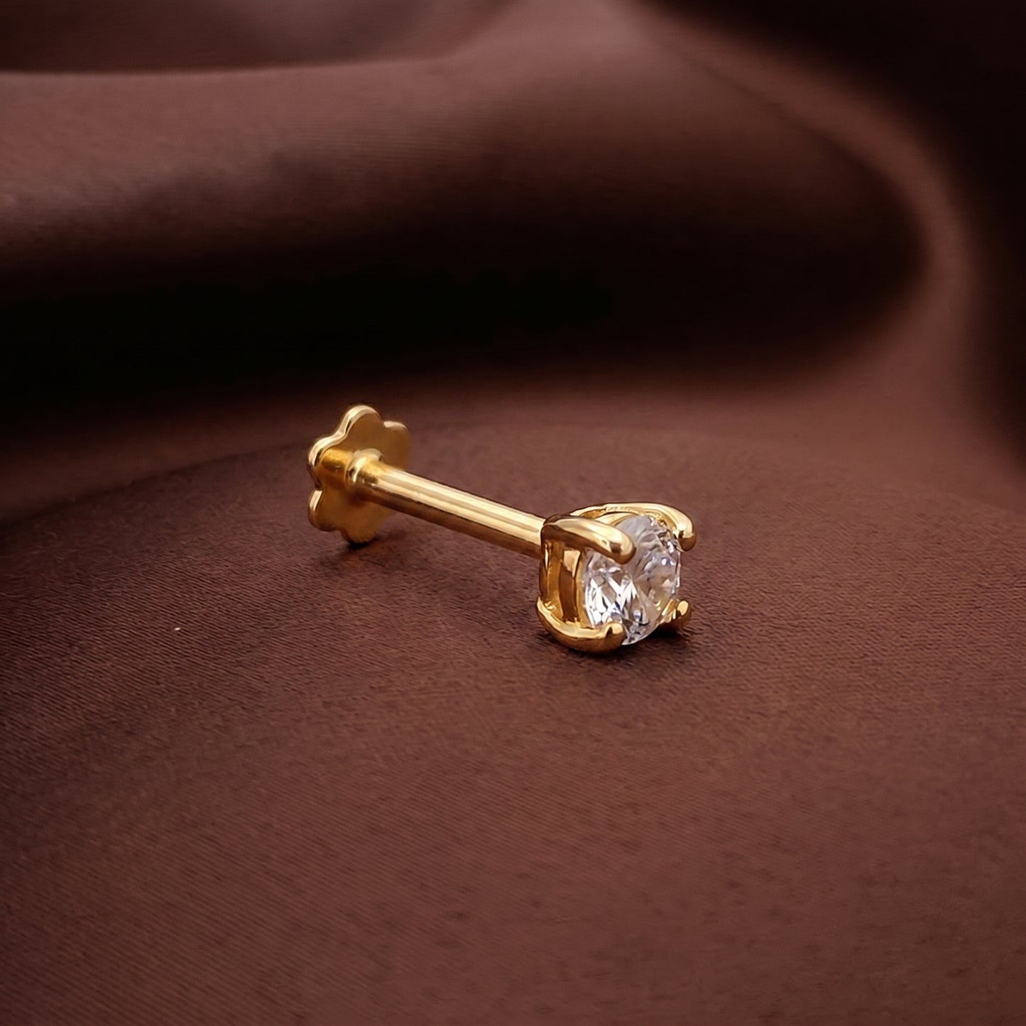 18Kt Gold Single Stone Stud Earring for Men