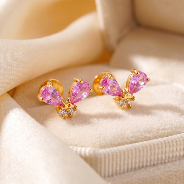 18KT Gold Gemstone Party Wear Stud Earrings