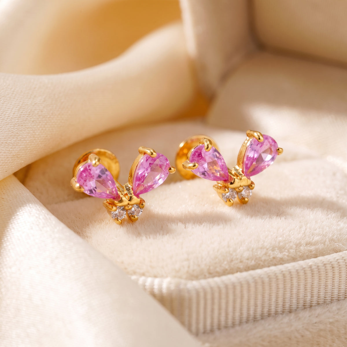18KT Gemstone Butterfly Wing Stud Earrings