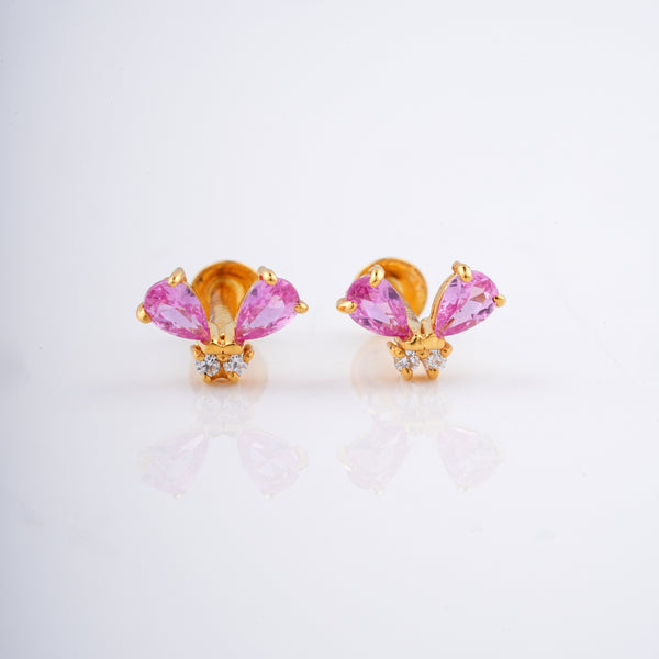 18KT Gold Gemstone Party Wear Stud Earrings