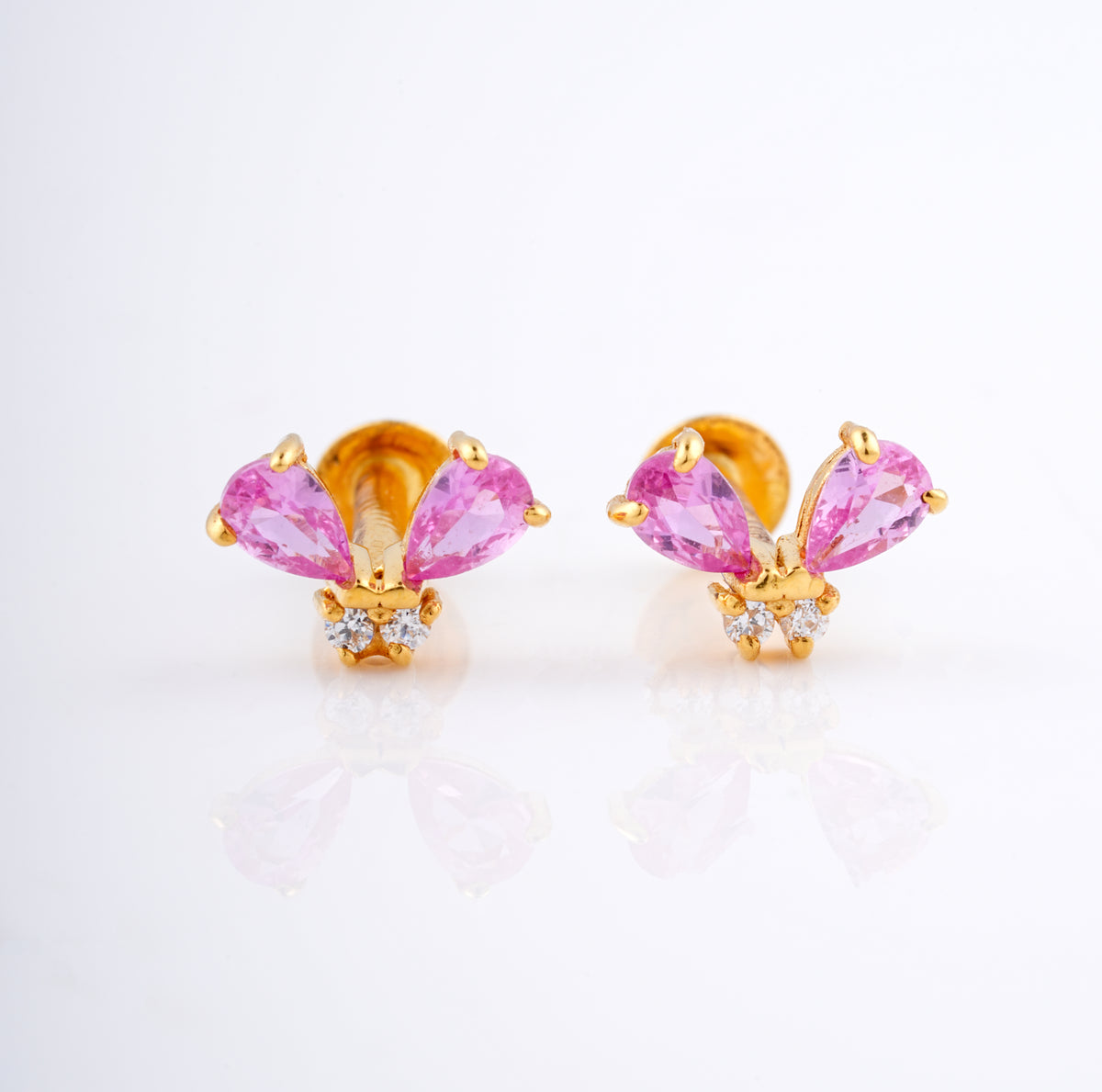 18KT Gemstone Stud Wing Earrings for Women