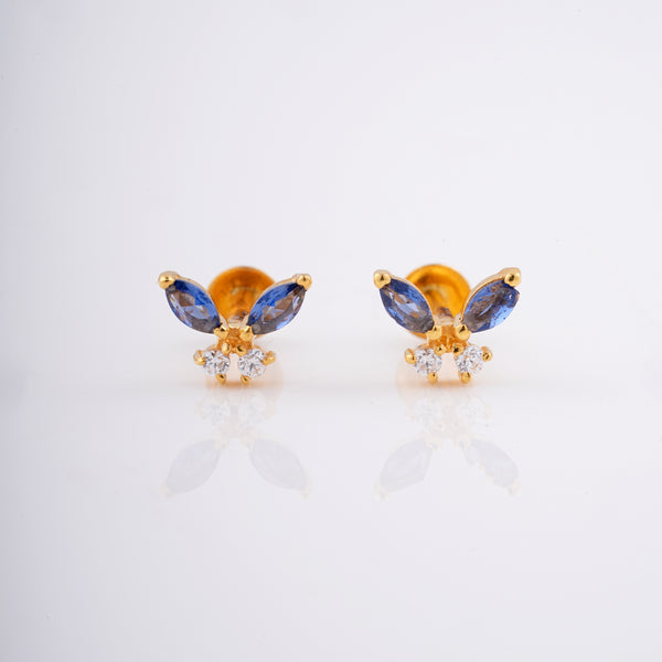 18KT Gold Gemstones Stud Earrings