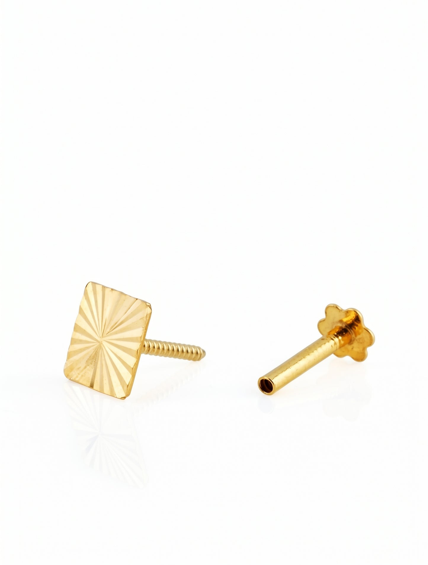 18Kt Gold Square Cut Single Stud Earring for Men