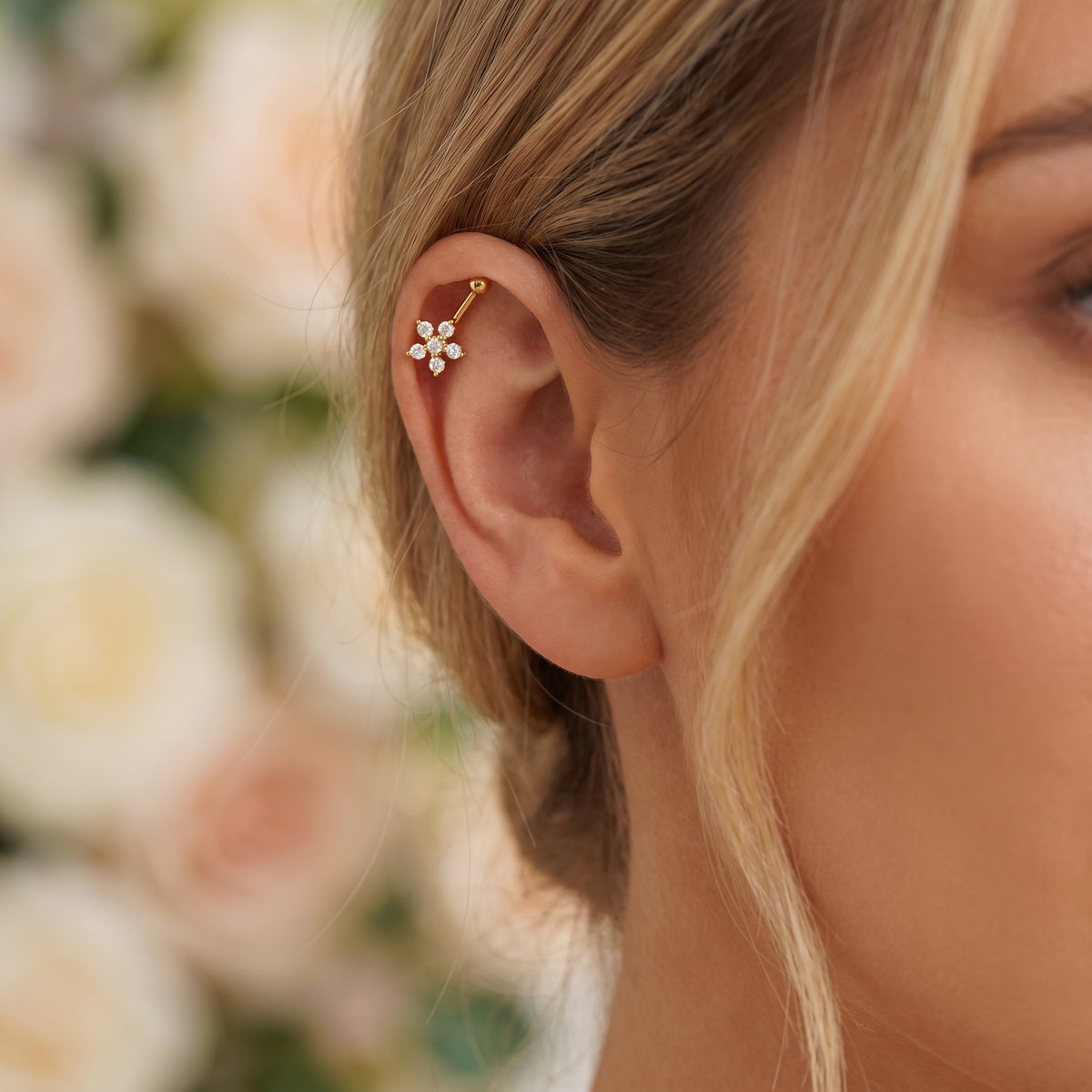 Star Petal Charm 18KT Cartilage Stud