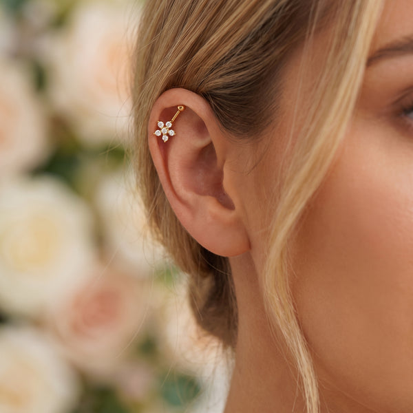 Star Petal Charm 18KT Cartilage Stud