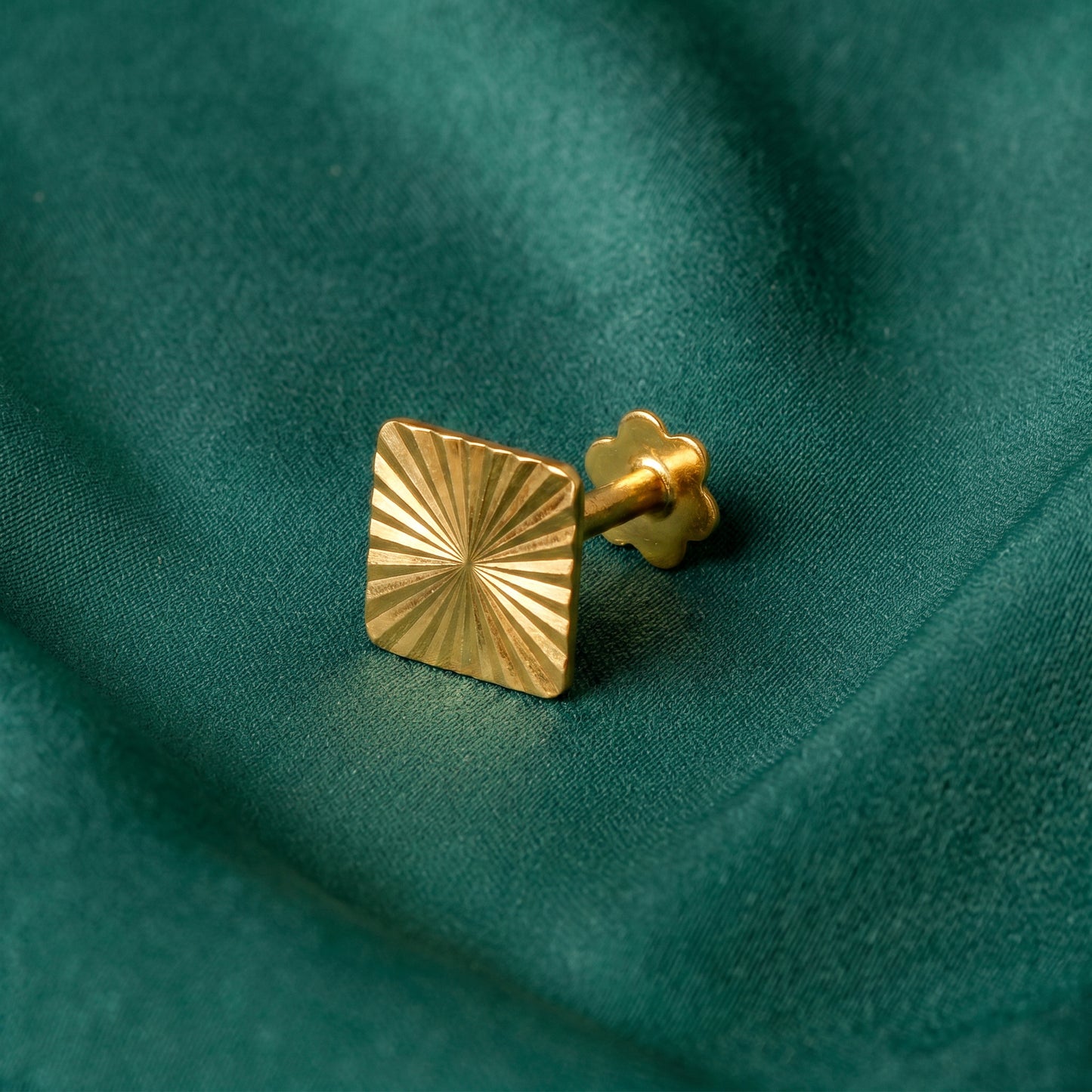 18Kt Gold Square Cut Single Stud Earring for Men